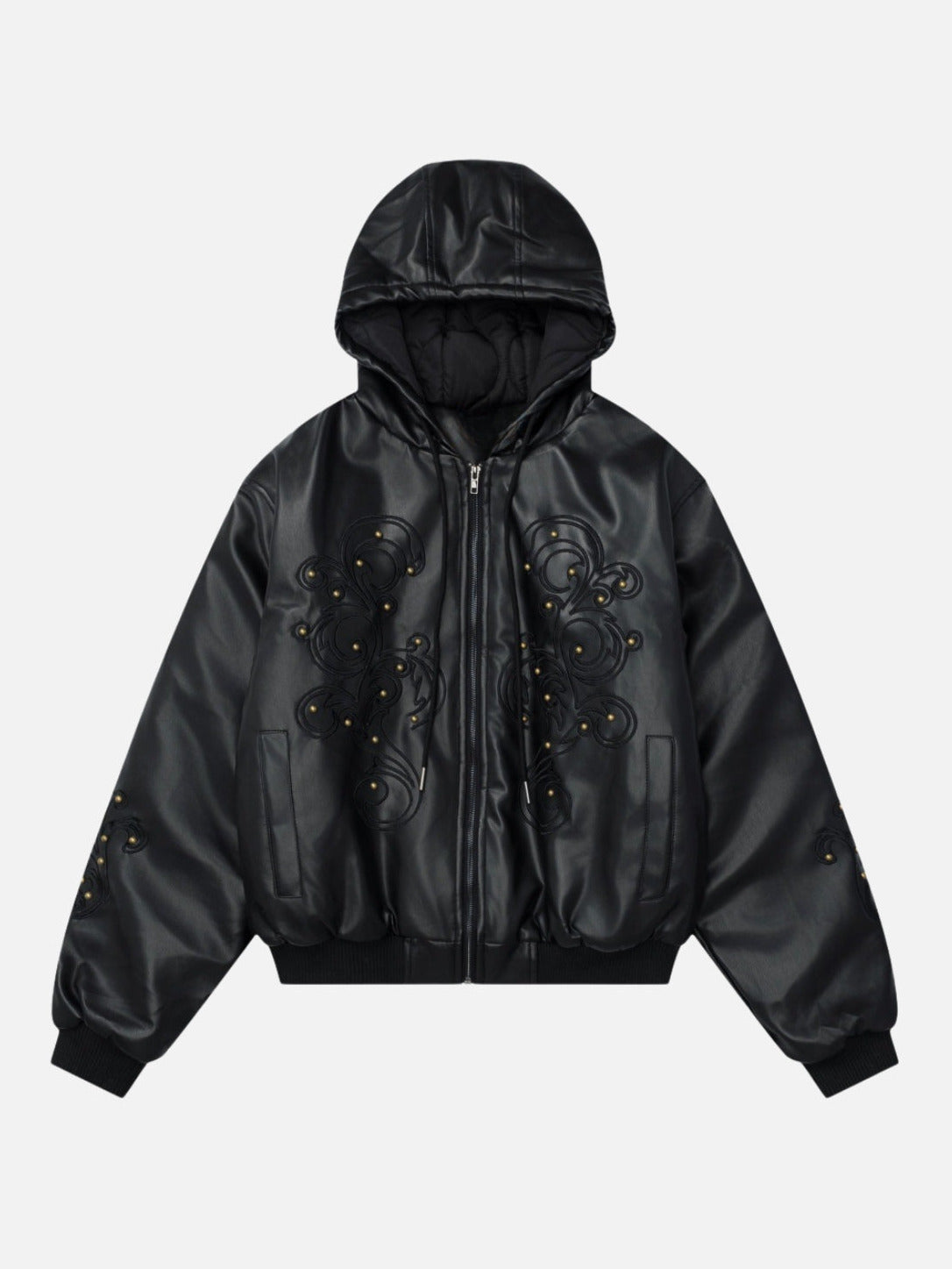 ORNIX – Embroidered Oversized Leather Jacket Black | Teenwear.eu