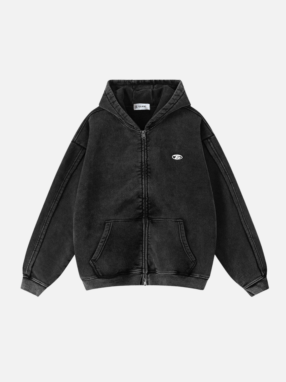 LOGOS - Oversized Embroidered Zip Up Hoodie Black | Teenwear.eu