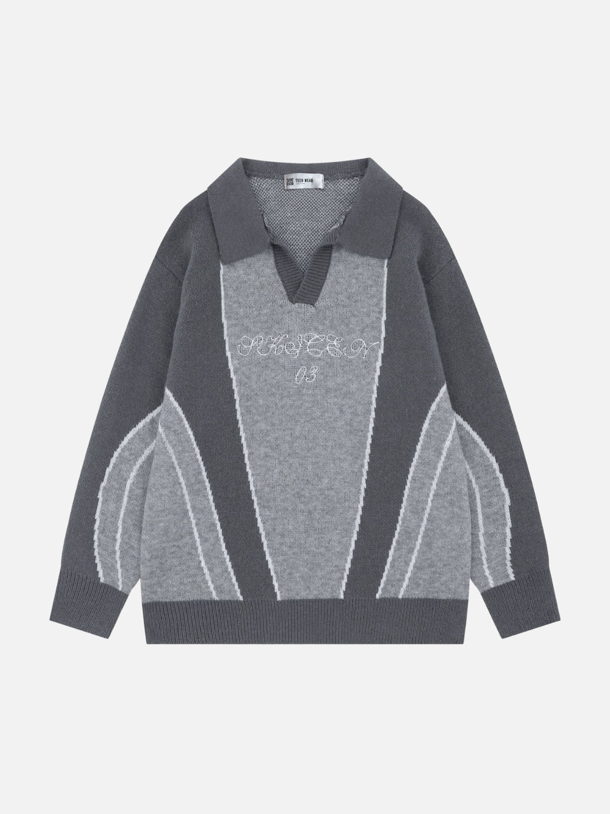 VIBEY - Oversized Graphic Sweater Grey | Teenwear.eu