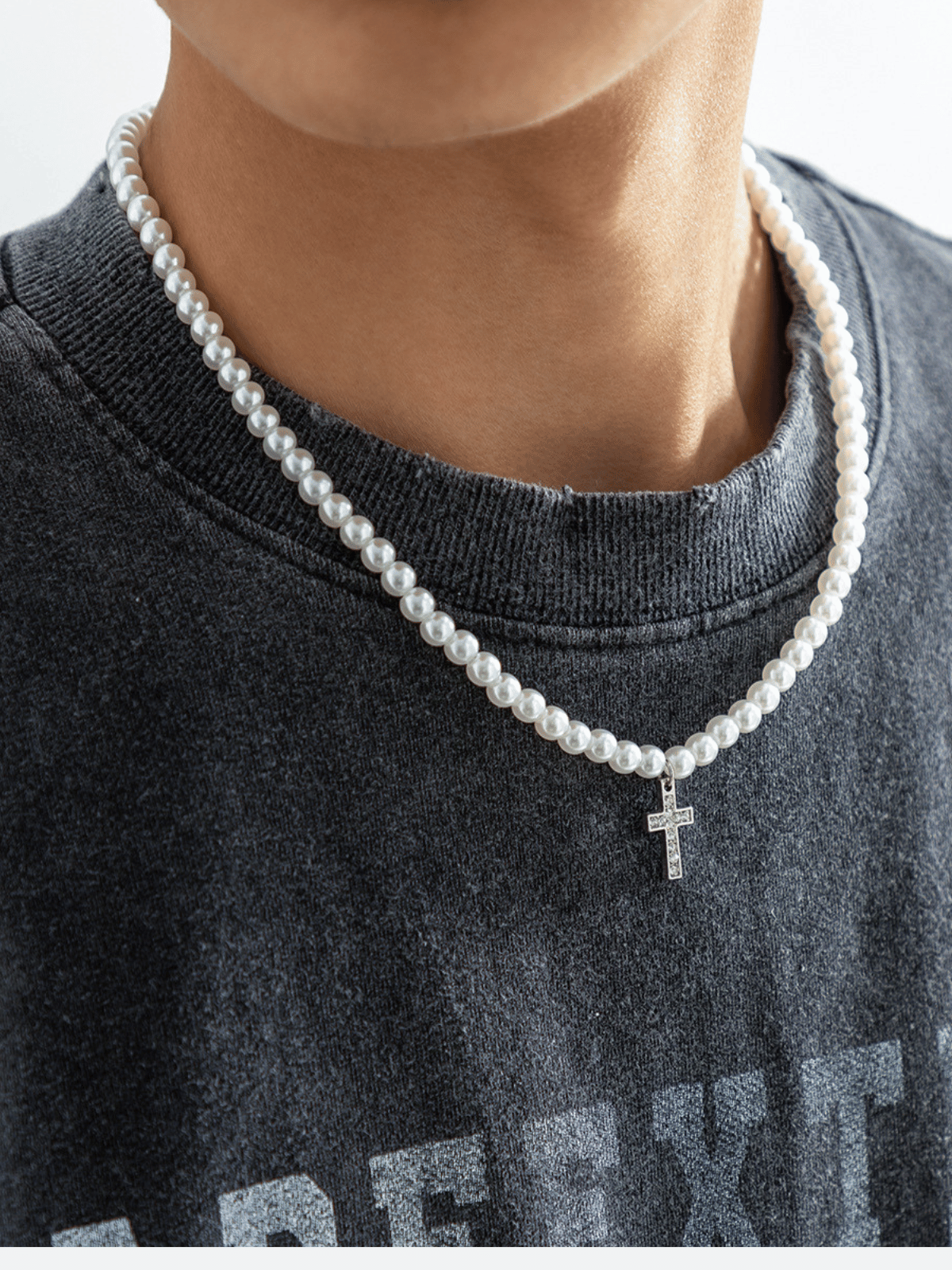 PEARL CROSS - Pearls Imitation Necklace | TEENWEAR.EU