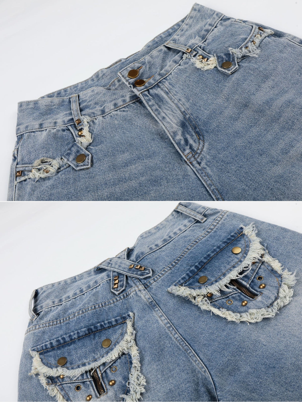 POCKETY - Baggy Denim Embroidered Jorts | Teenwear.eu
