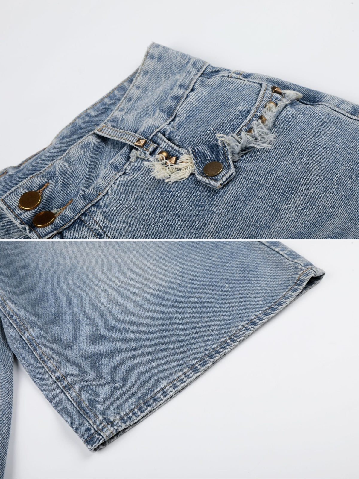 POCKETY - Baggy Denim Embroidered Jorts | Teenwear.eu