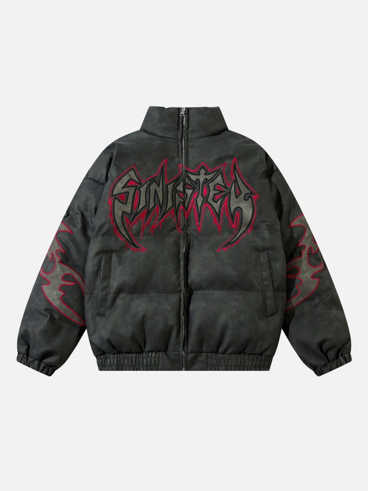 SINISTER - Puffer Embroidered Jacket Black | TEENWEAR.EU