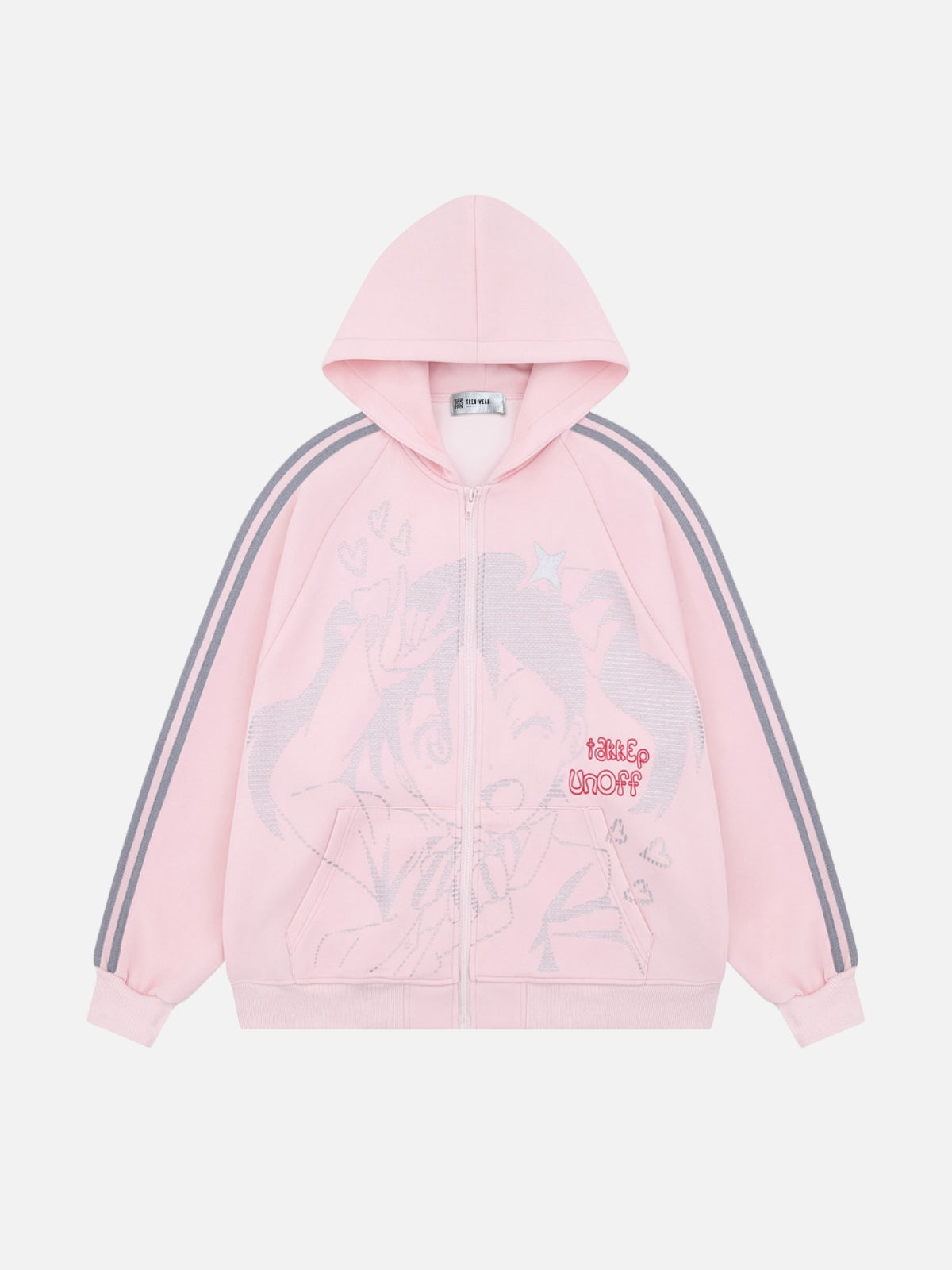 HEARTZY – Oversized Print Zip Up Hoodie