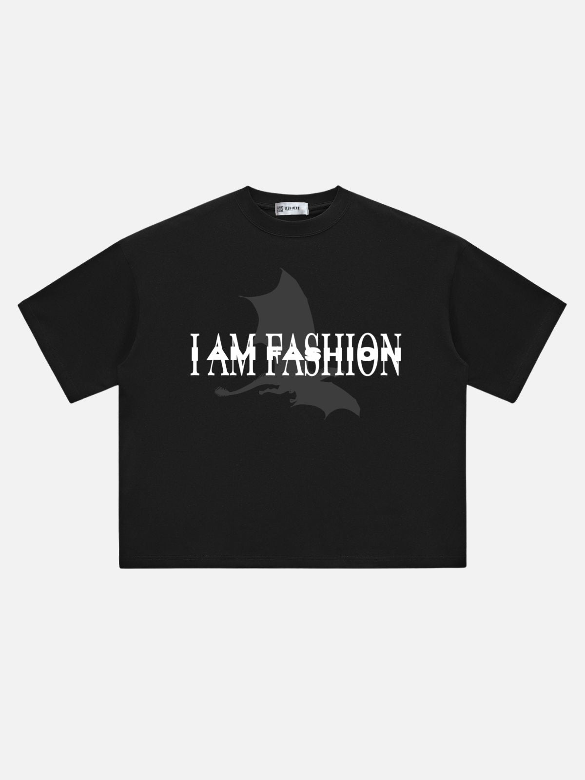 I AM FASHION - Boxy Fit Print T-shirt Black | TEENWEAR.EU