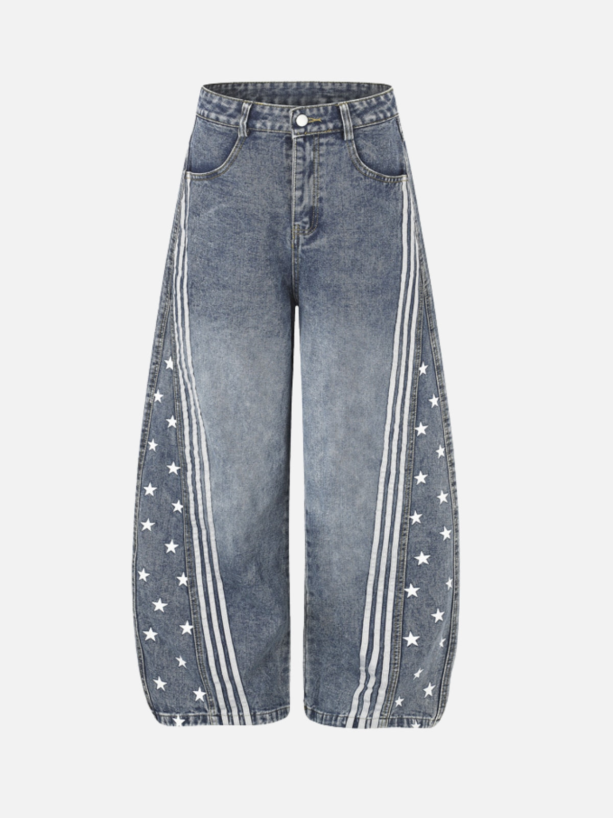 STARNIES - Embroidered Star Patch Baggy Jeans
