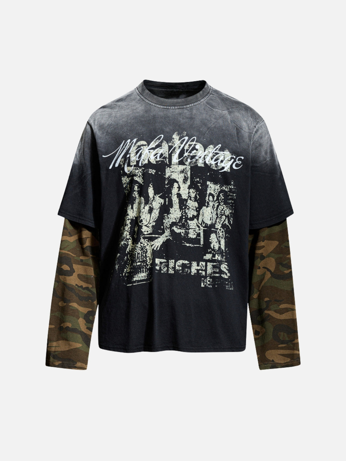 RUCHES - Long Sleeve Camo Graphic T-Shirt Black | Teenwear.eu
