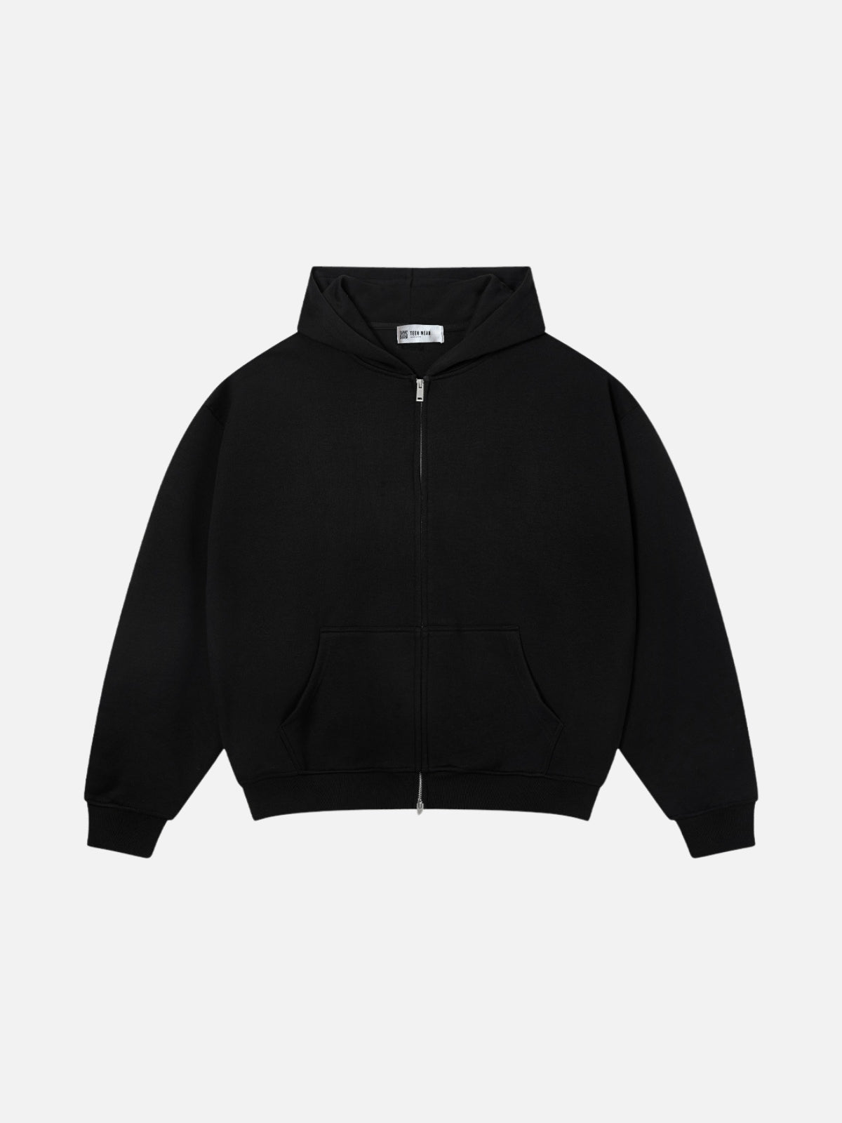 BASICALO - Oversized Cropped Basic Zip Up Hoodie