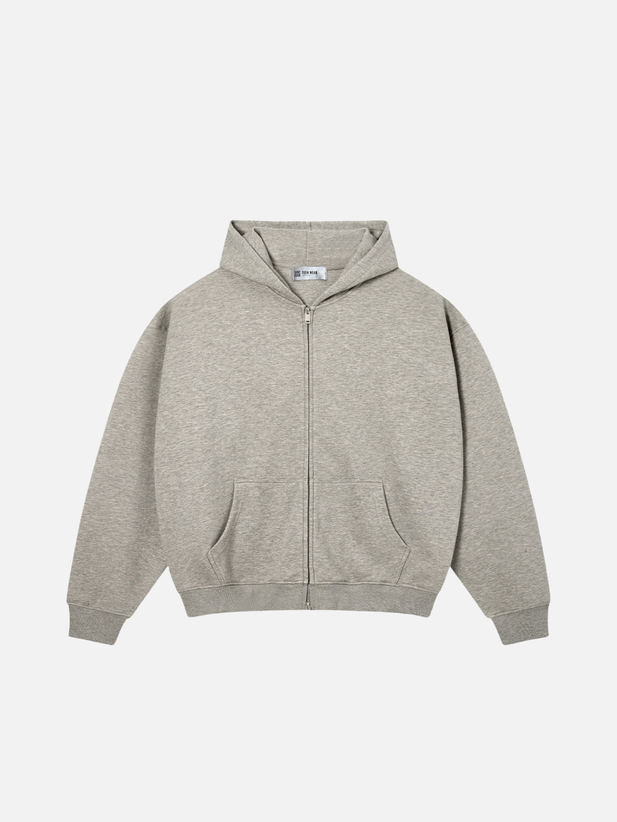 BASICALO - Oversized Cropped Basic Zip Up Hoodie Grey | Teenwear.eu