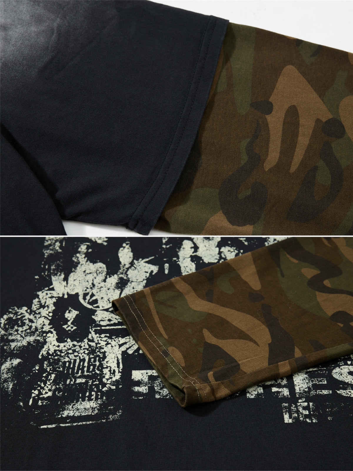 RUCHES - Long Sleeve Camo Graphic T-Shirt