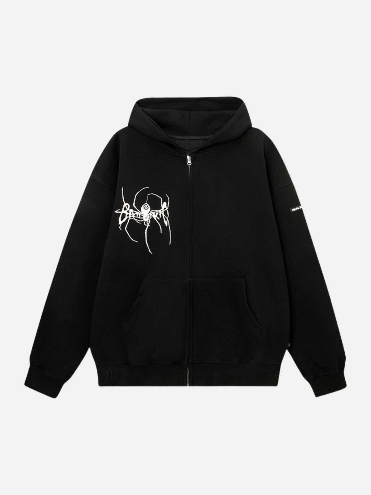 SPIDECHAIN - Oversized Print Zip Up Hoodie Black | Teenwear.eu