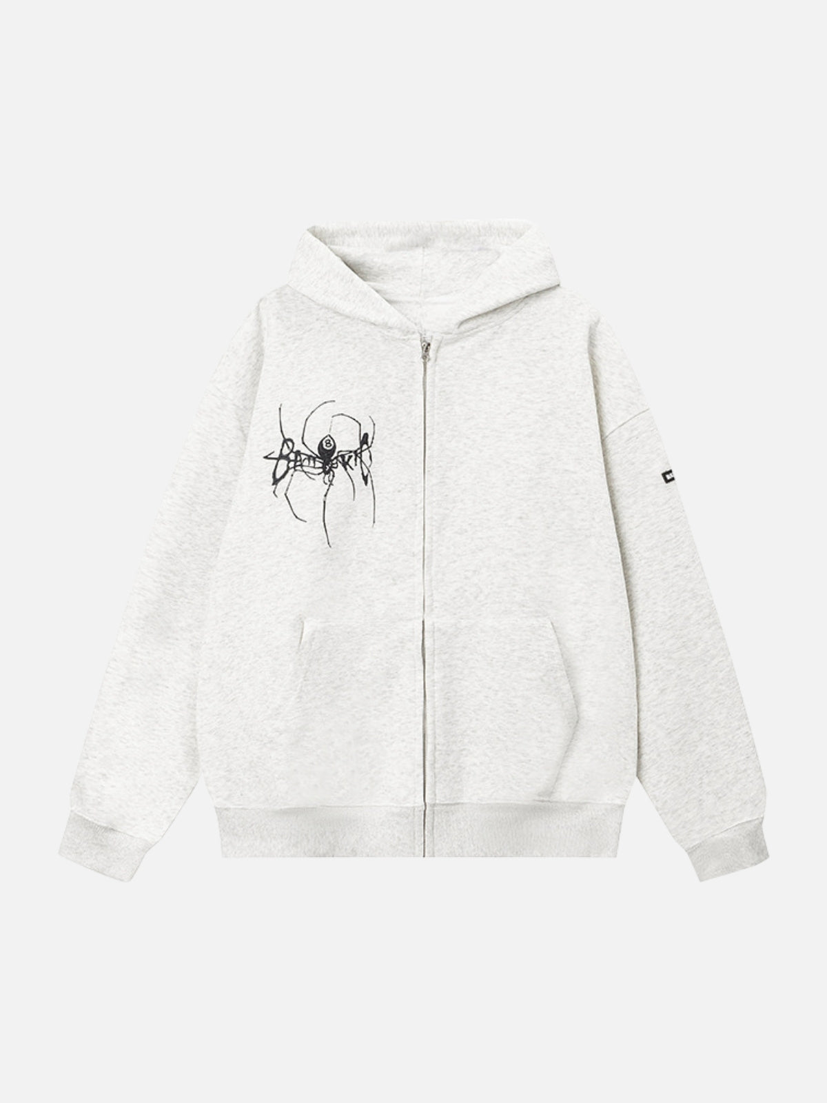 SPIDECHAIN - Oversized Print Zip Up Hoodie Grey | Teenwear.eu
