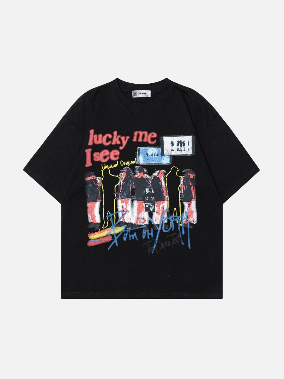 LUCKY ME - Oversized Print T-shirt Black | TEENWEAR.EU
