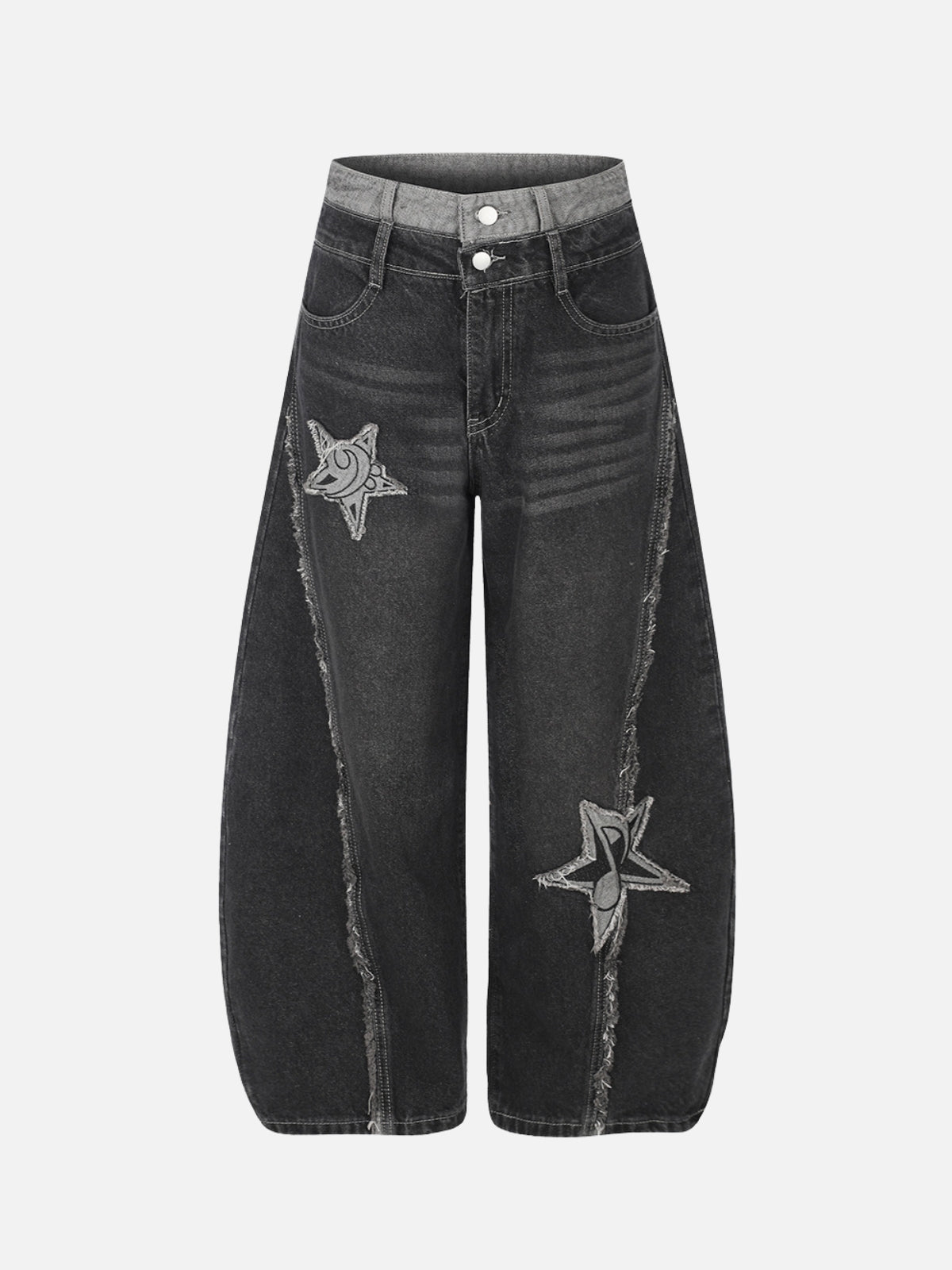 STARBEAT - Distressed Star Patch Baggy Jeans