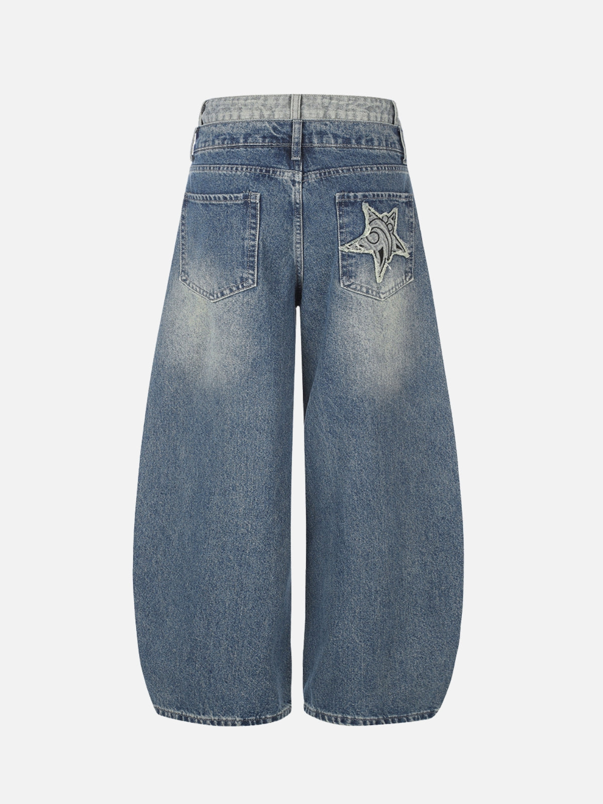 STARBEAT - Distressed Star Patch Baggy Jeans