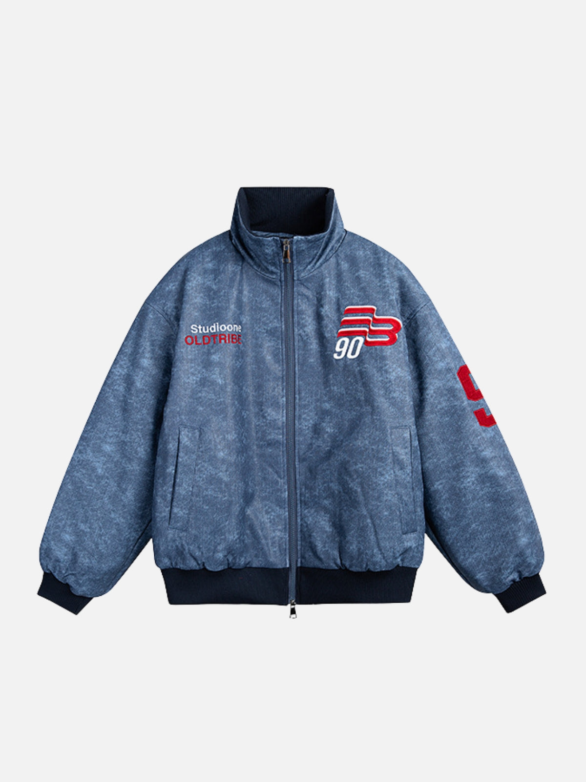 TRIBONO – Oversized Embroidered Varsity Jacket Blue | Teenwear.eu