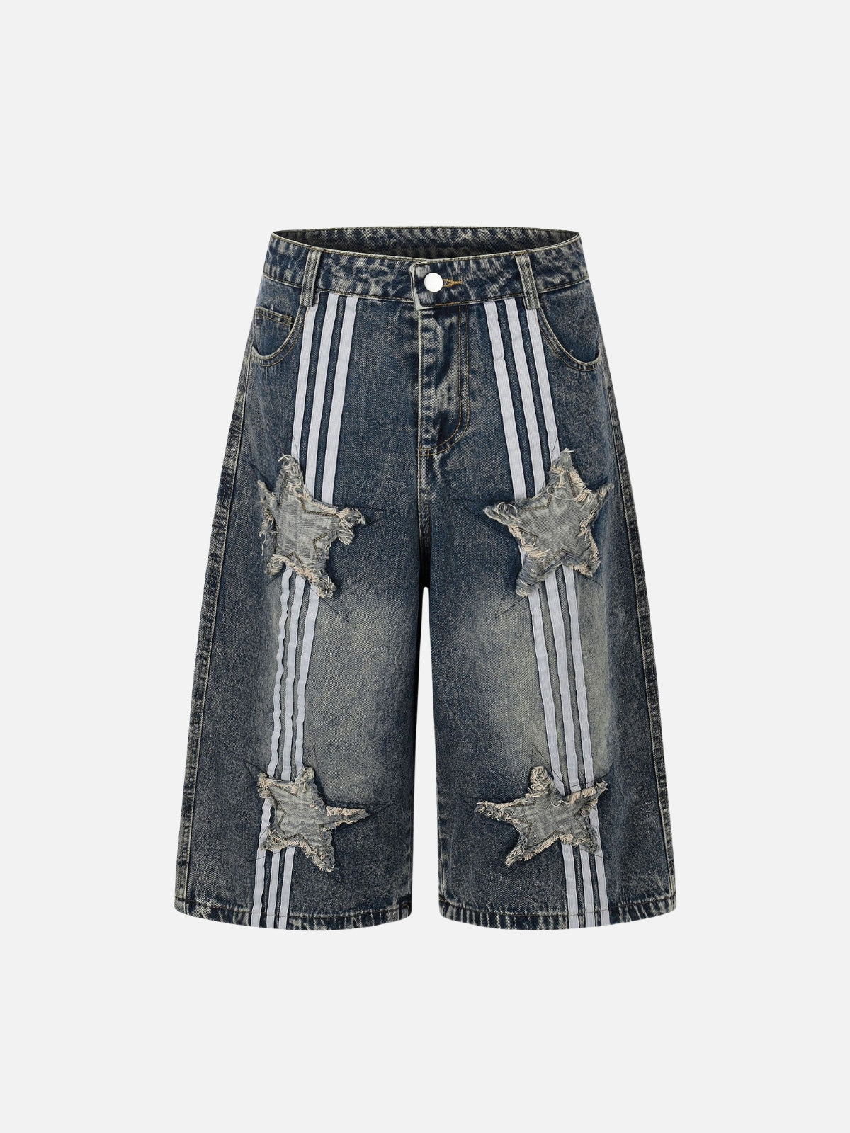 STARY - Baggy Denim Graphic Jorts Blue | Teenwear.eu