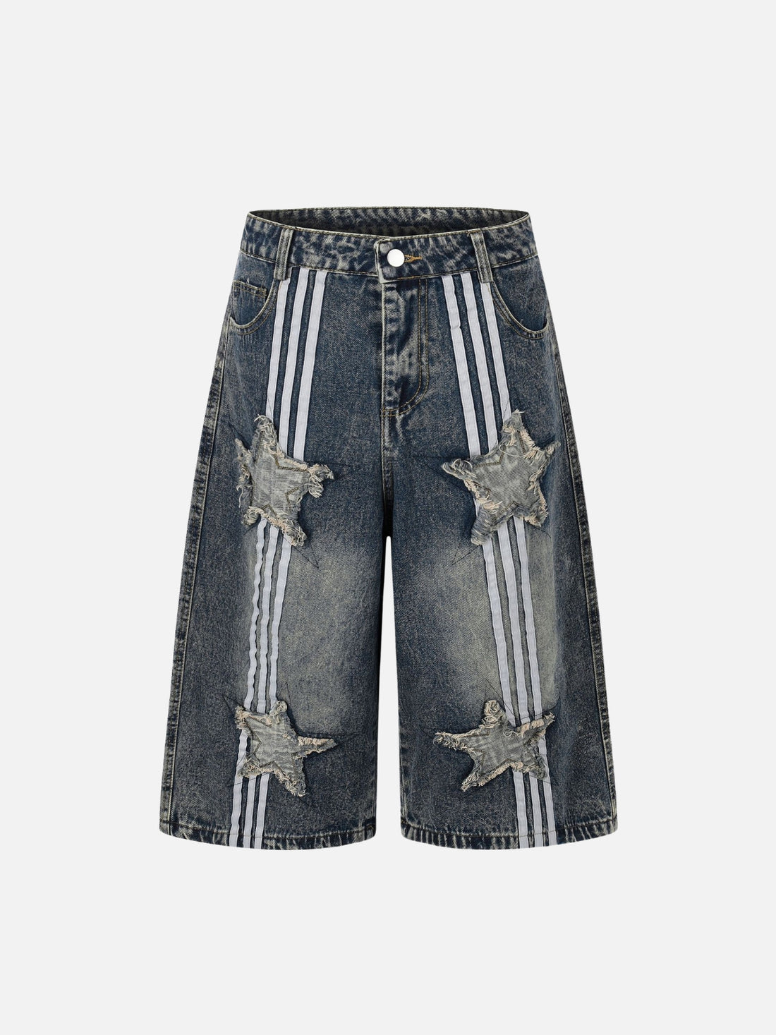 STARY - Baggy Denim Graphic Jorts Blue | Teenwear.eu