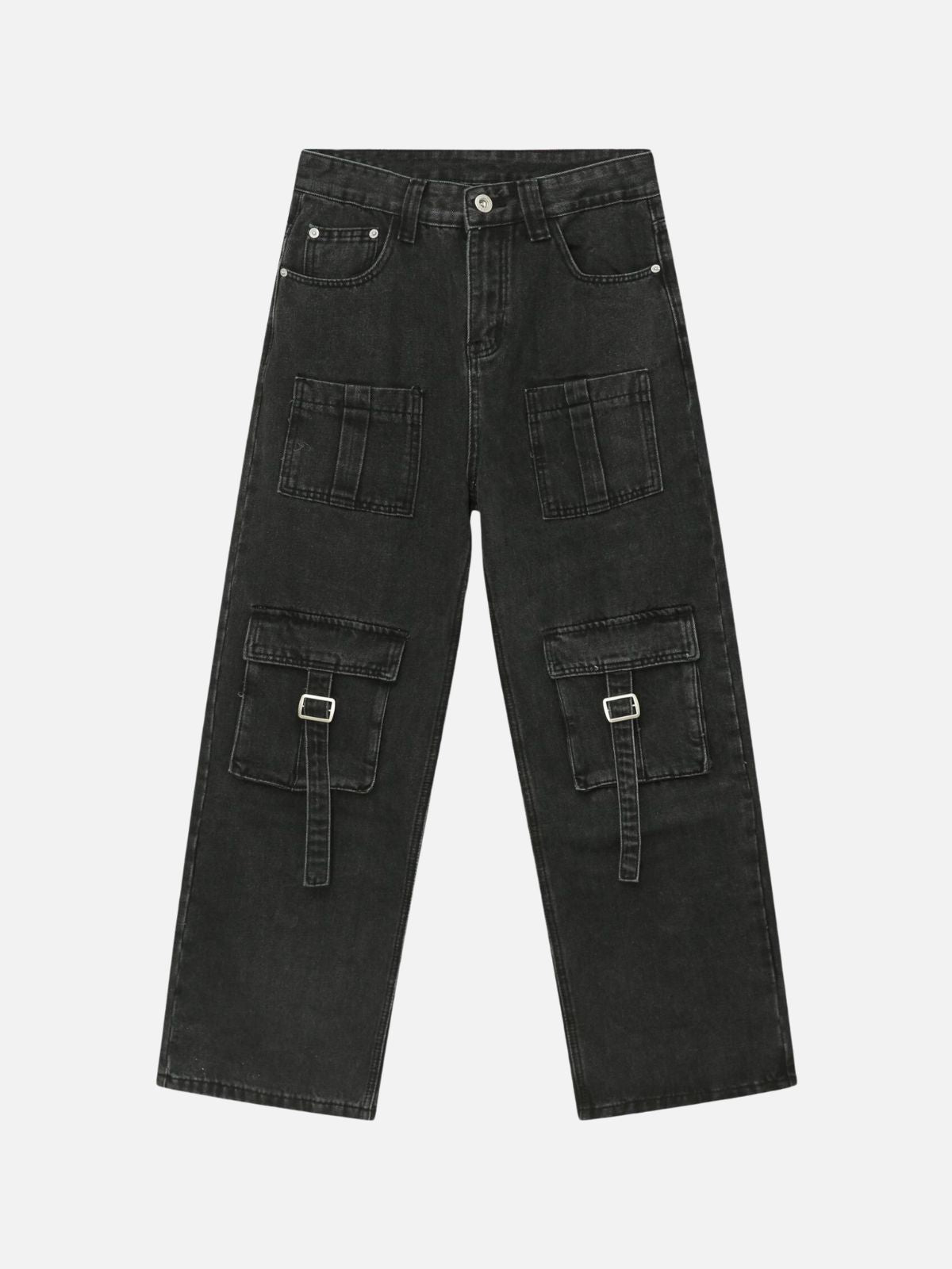 STICH - Multi-pocket Baggy Basic Jeans Black | Teenwear.eu