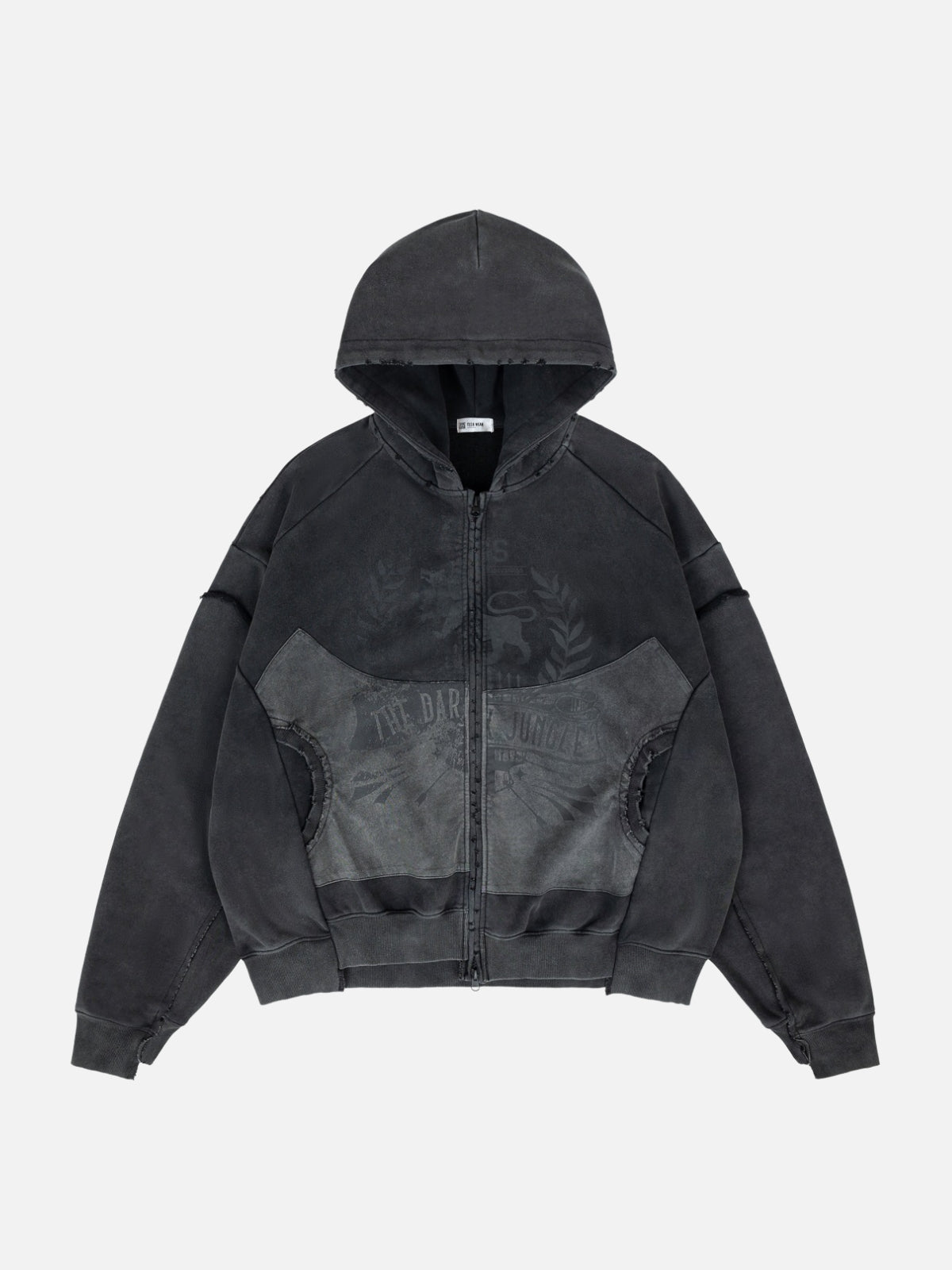 GRUNGEE - Oversized Graphic Zip Up Hoodie