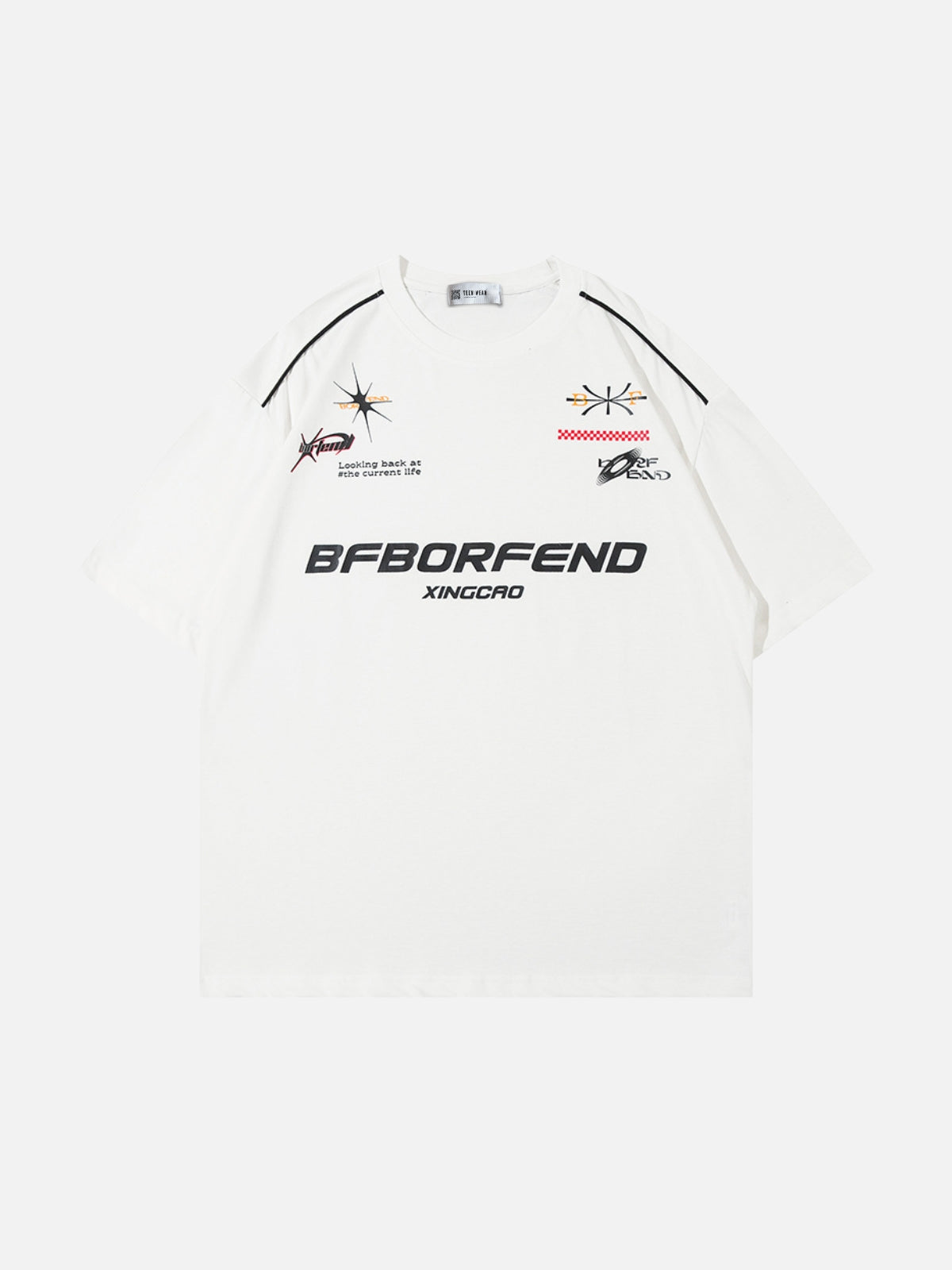 BORFEND - Oversized Print T-Shirt White | TEENWEAR.EU