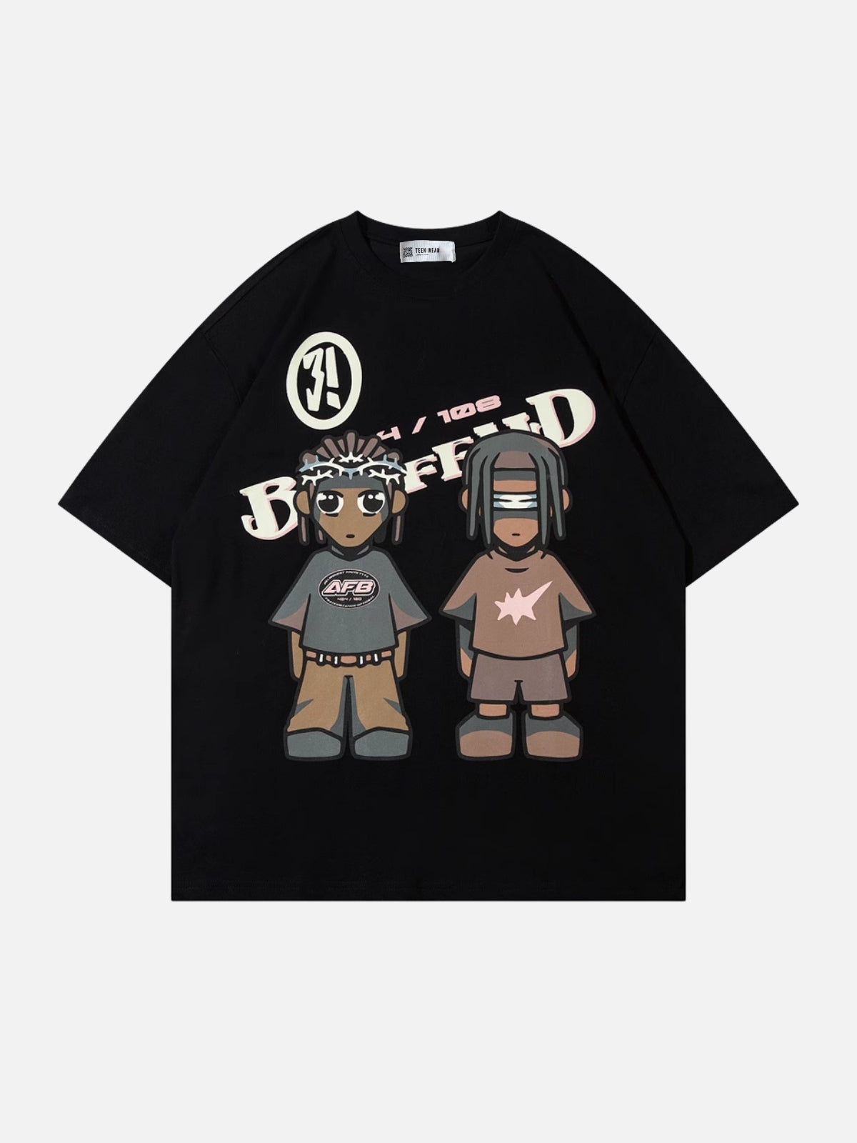 AFB - Oversized Print T-shirt Black | Teenwear.eu