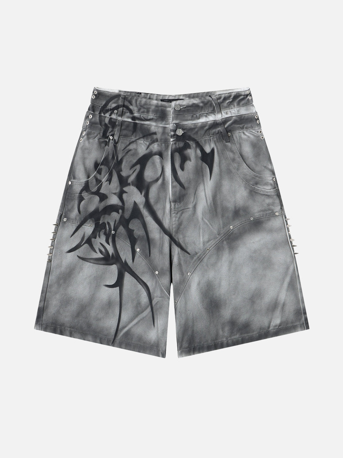 GRAFFE - Baggy Graphic Denim Premium Shorts Grey | Teenwear.eu