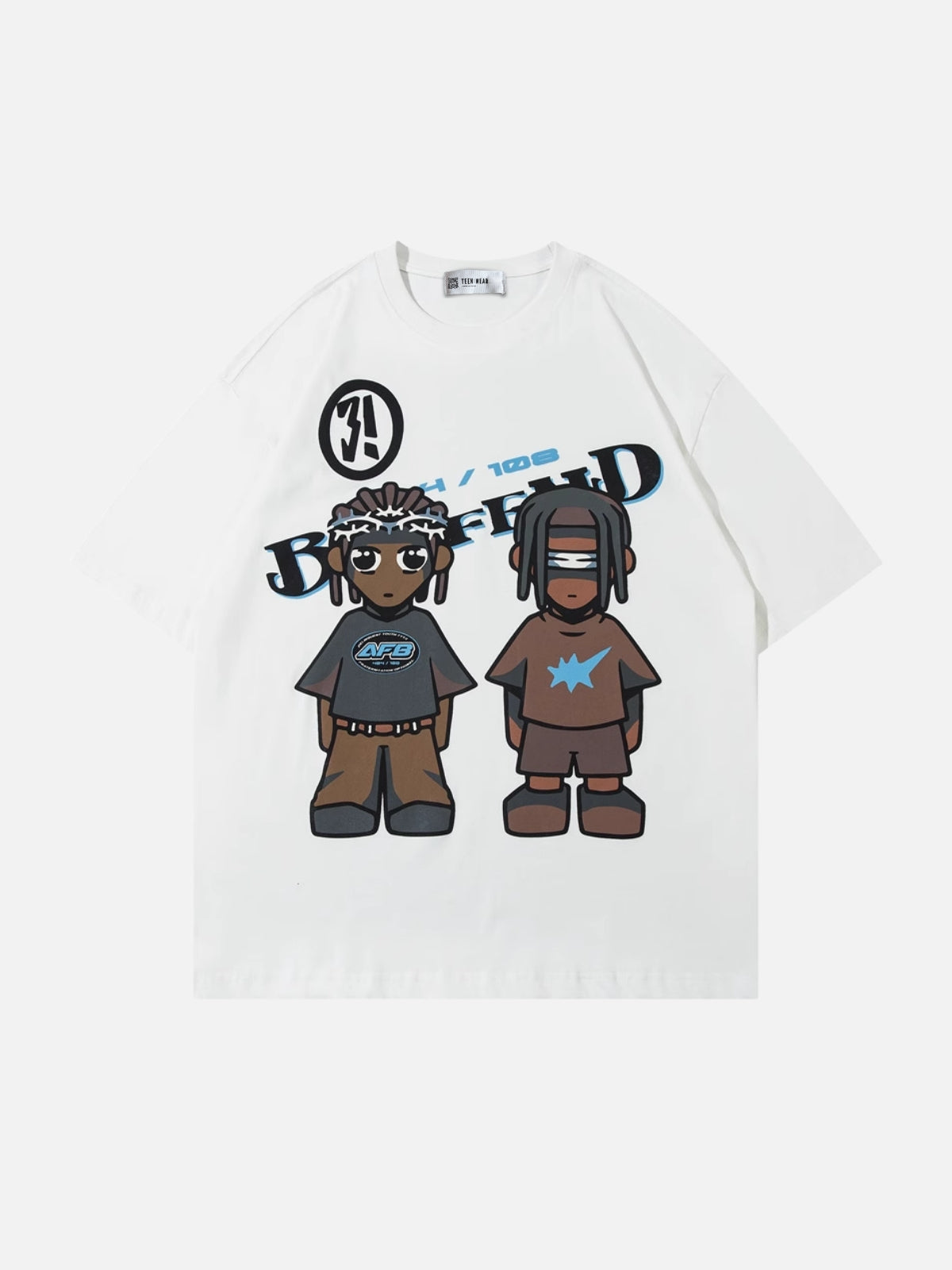 AFB - Oversized Print T-shirt White | Teenwear.eu