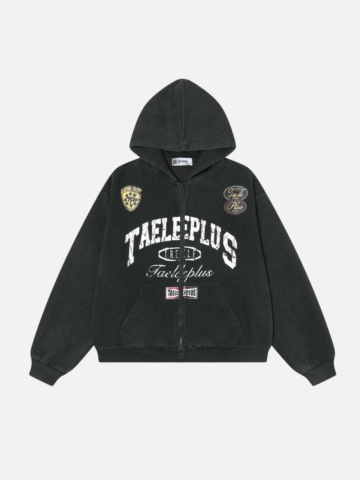 SCHOOLESS - Oversized Graphic Zip Up Hoodie Black | TEENWEAR.EU
