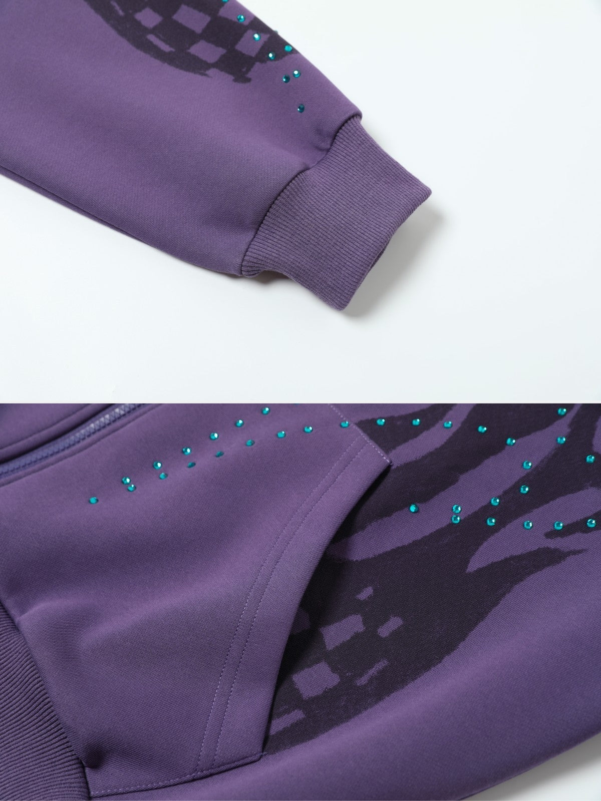 FIRODA - Oversized Rhinestone Zip Up Hoodie | TEENWEAR.EU