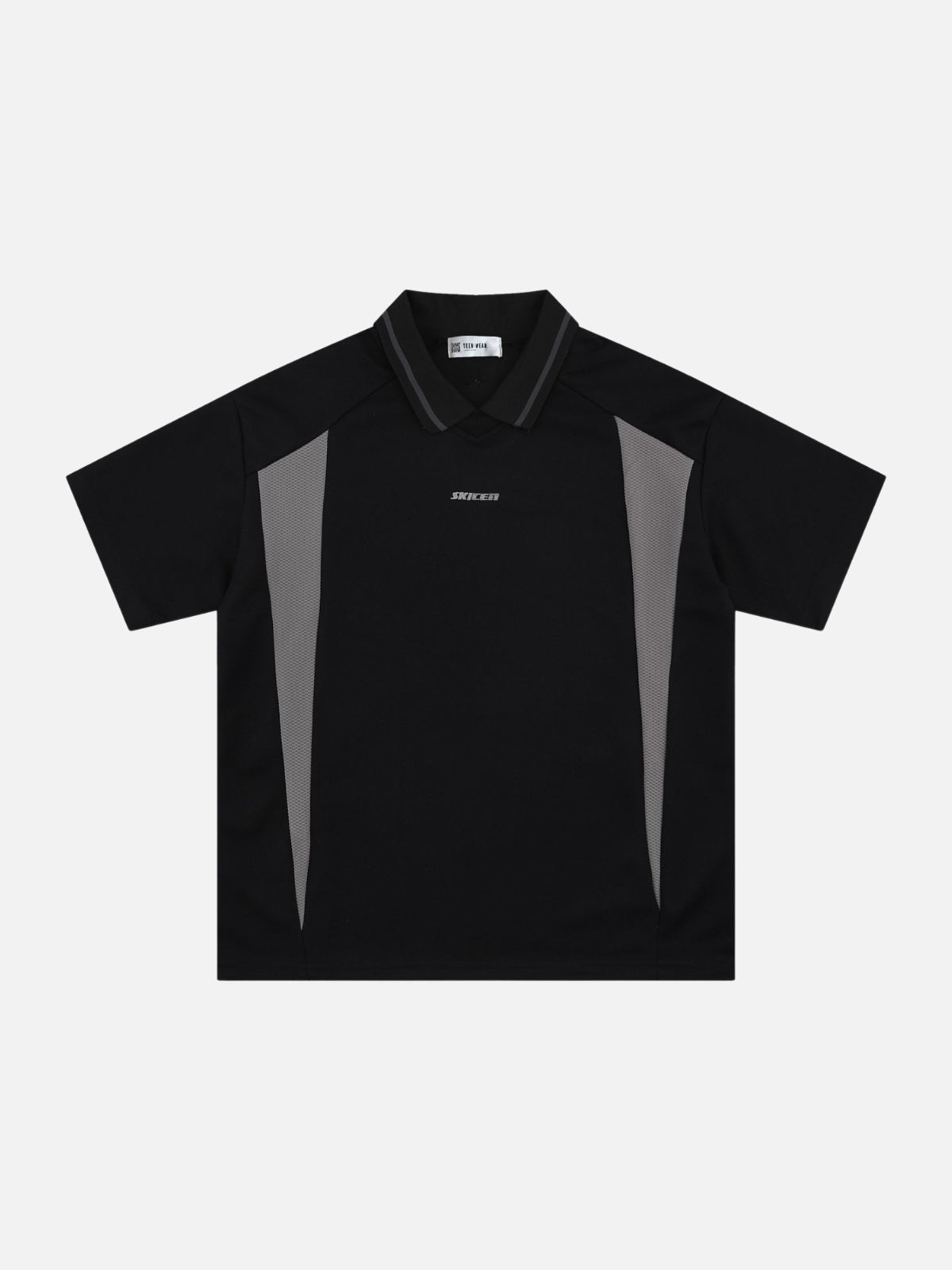 LINERO - Oversized Embroidered Polo T-Shirt Black | TEENWEAR.EU
