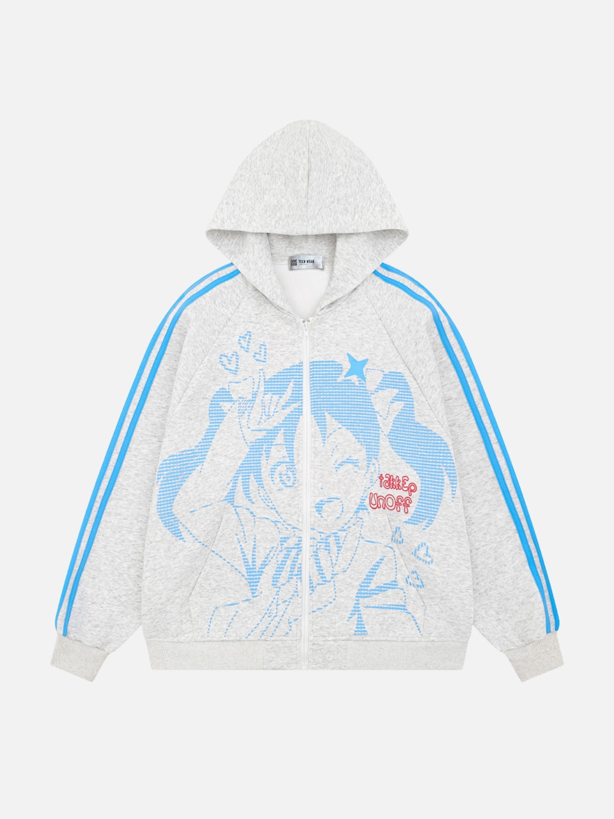 HEARTZY – Oversized Print Zip Up Hoodie