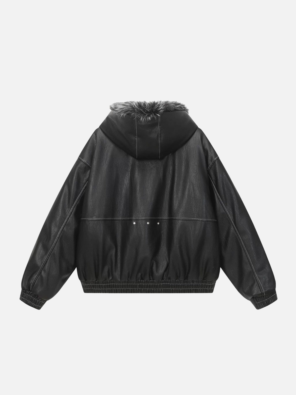 STREET EDGE - Black Faux Leather Oversized Jacket