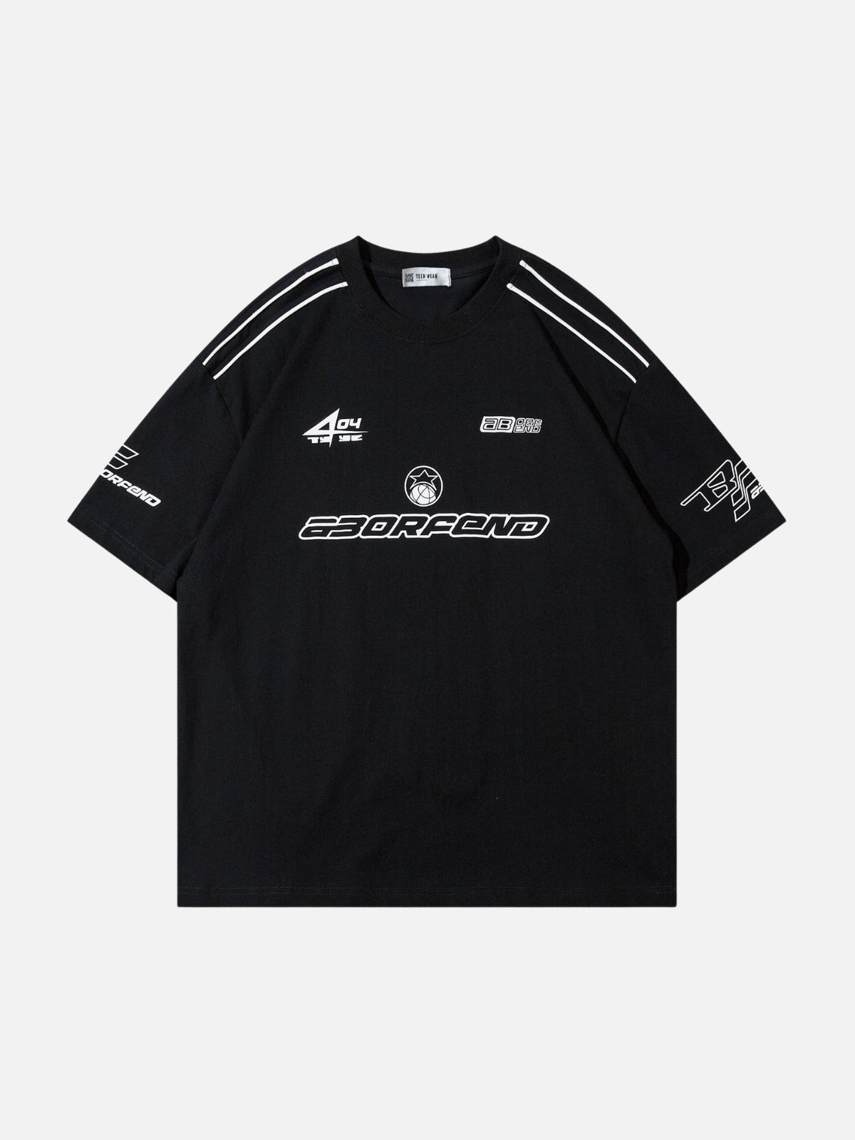 BORFEND - Oversized Print Racing T-Shirt Black | Teenwear.eu