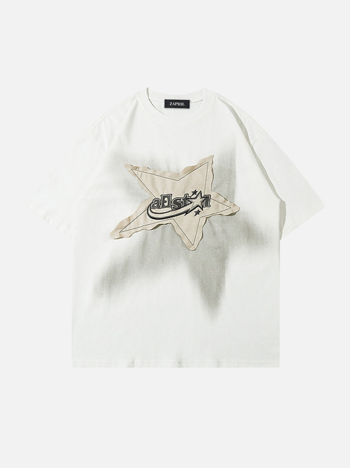 STAR PATCH - Oversized Embroidered T-shirt White | TEENWEAR.EU