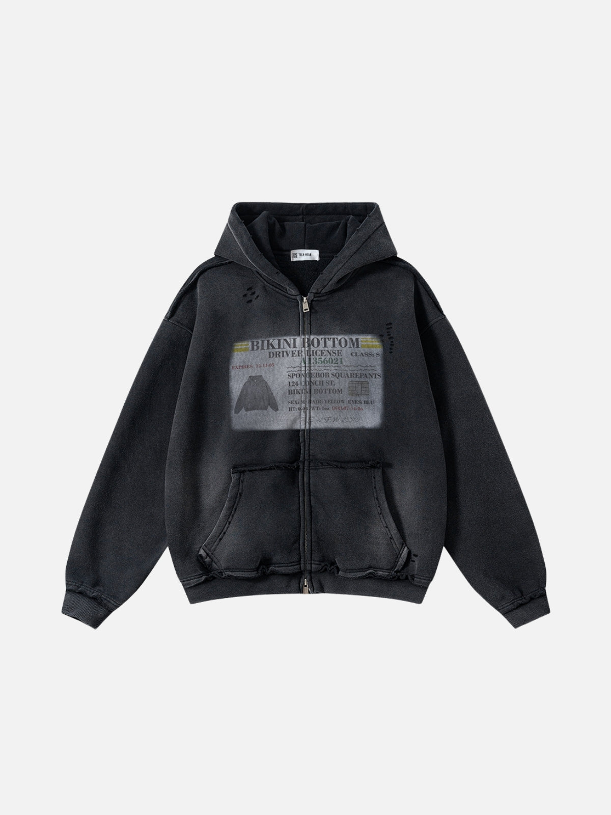 LICENSE - Oversized Print Zip Up Hoodie