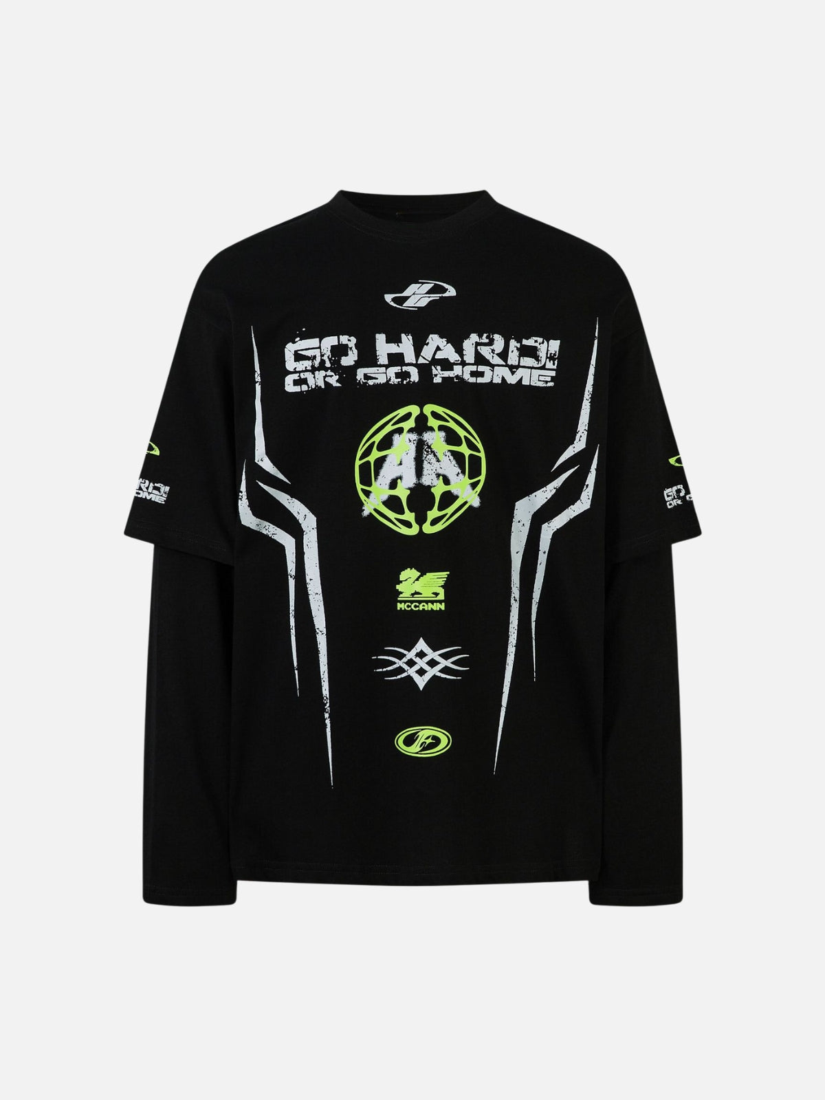 GO HARD - Oversized Print Long Sleeved T-Shirt Black | Teenwear.eu