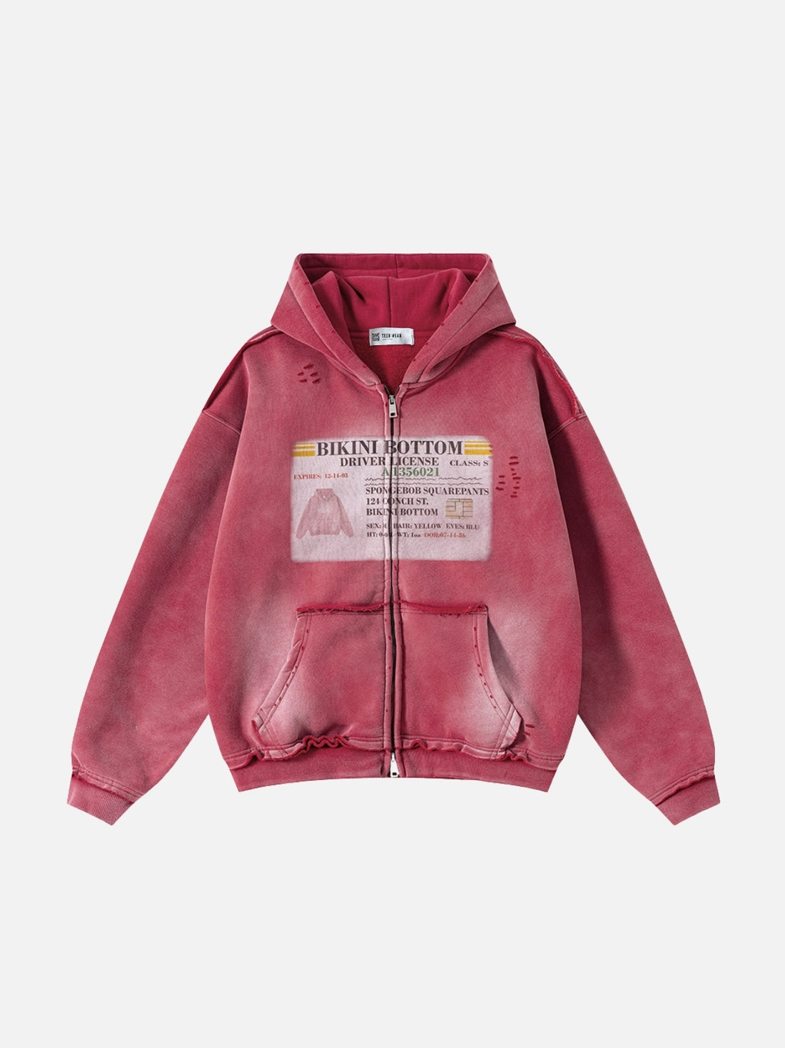 LICENSE - Oversized Print Zip Up Hoodie