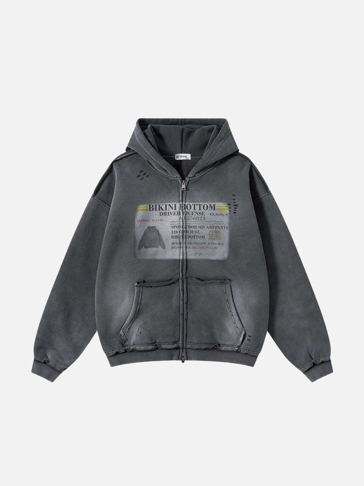 LICENSE - Oversized Print Zip Up Hoodie