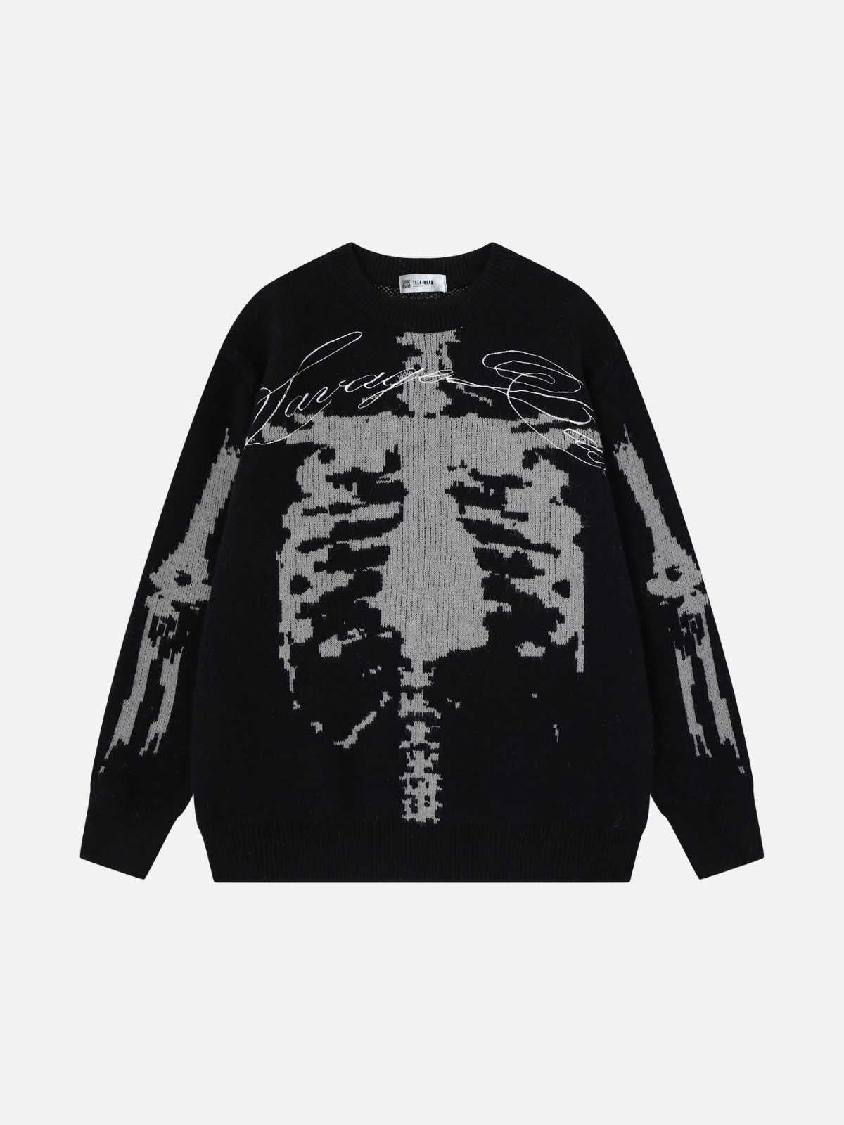 SKELITON - Oversized Graphic Sweater Black | Teenwear.eu