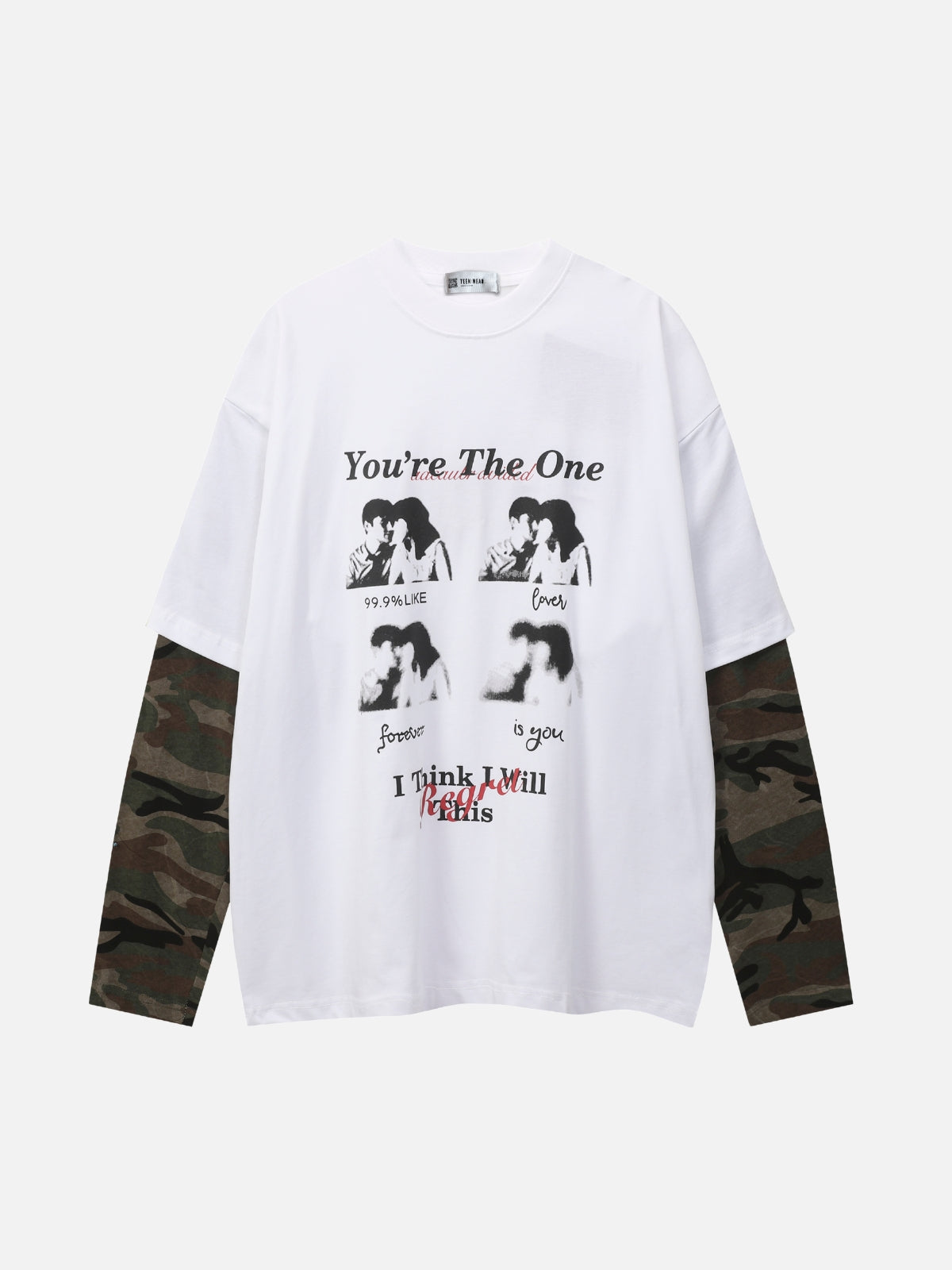 THE ONE - Oversized Print Camo Long Sleeved T-Shirt White | TEENWEAR.EU