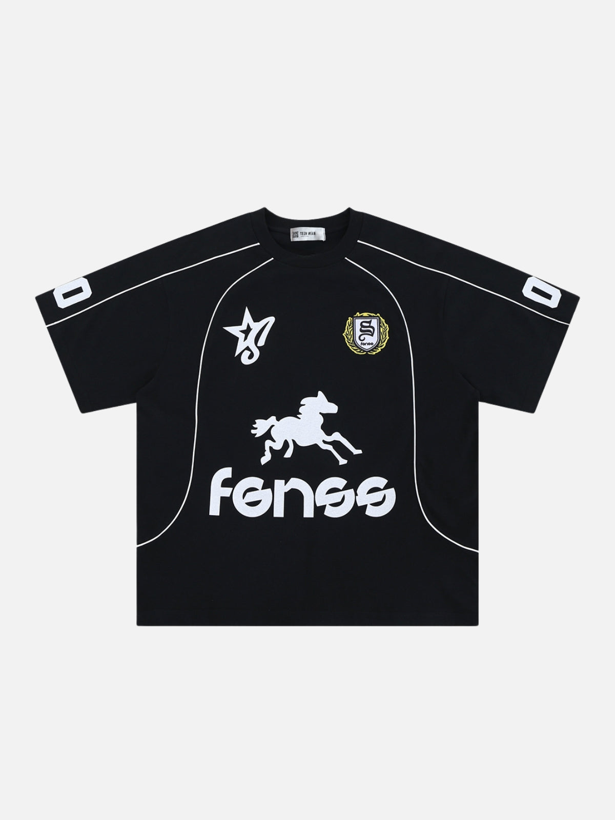 FENSS - Oversized Print Jersey T-Shirt Black | TEENWEAR.EU