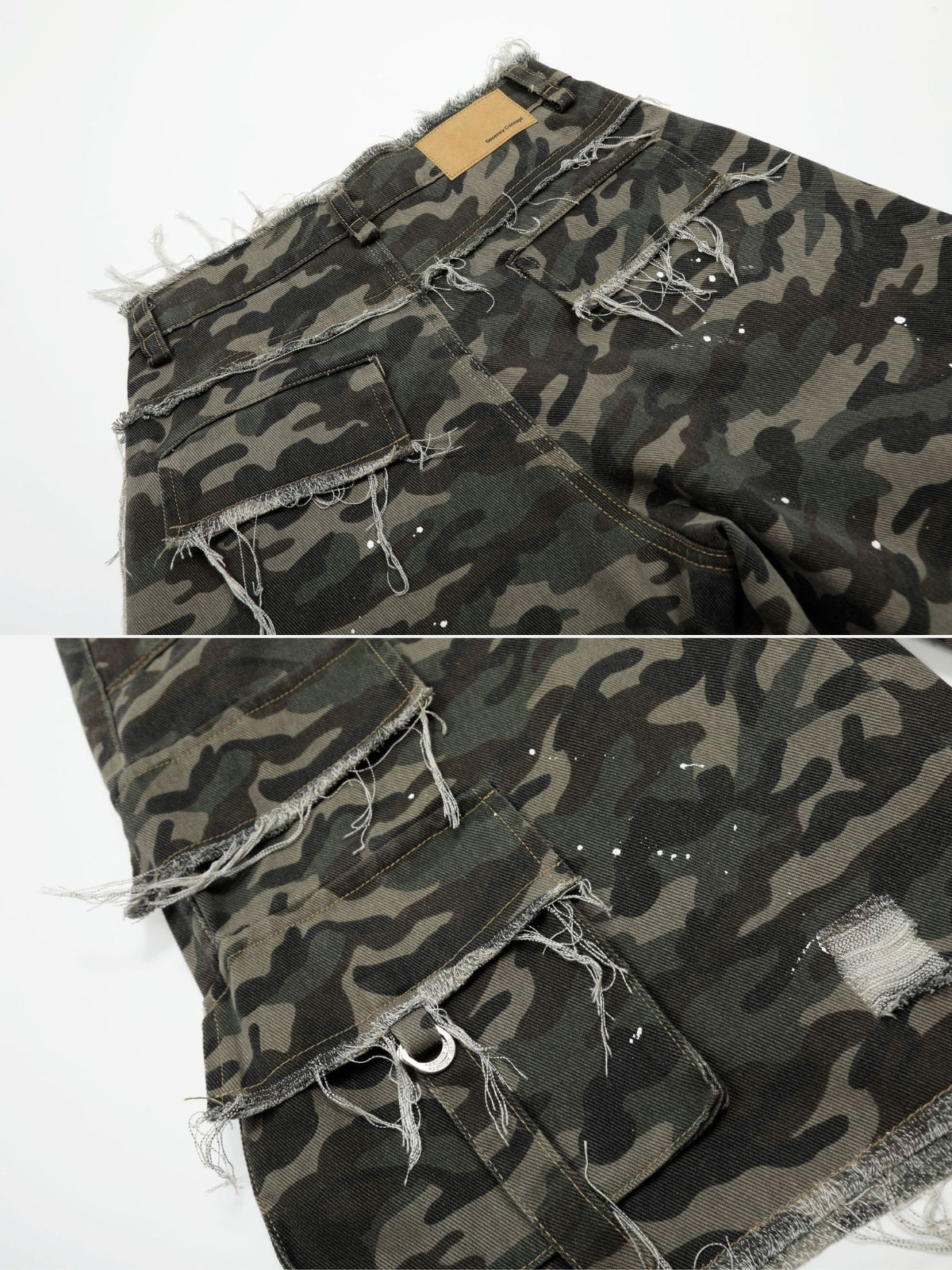 MASKHIES - Baggy Camo Embroidered Jorts | TEENWEAR.EU