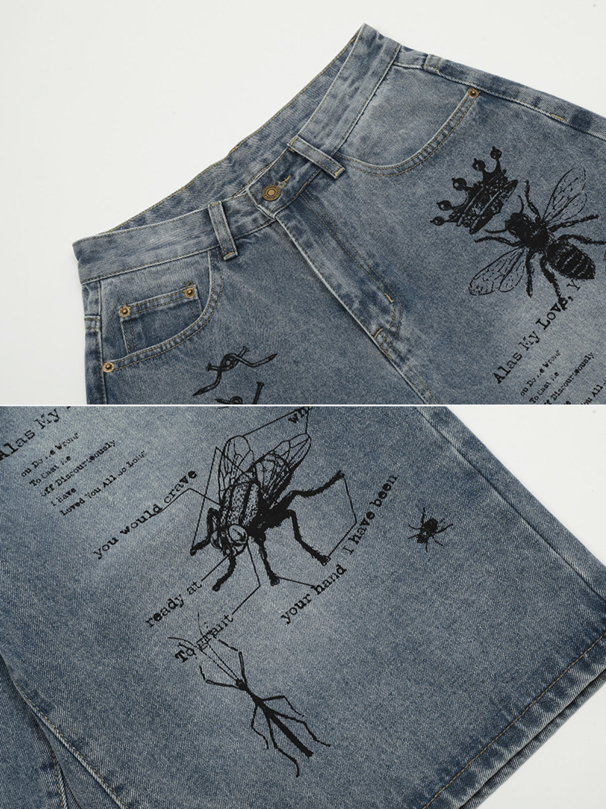 NECTAR - Loose Denim Graphic Jorts | TEENWEAR.EU