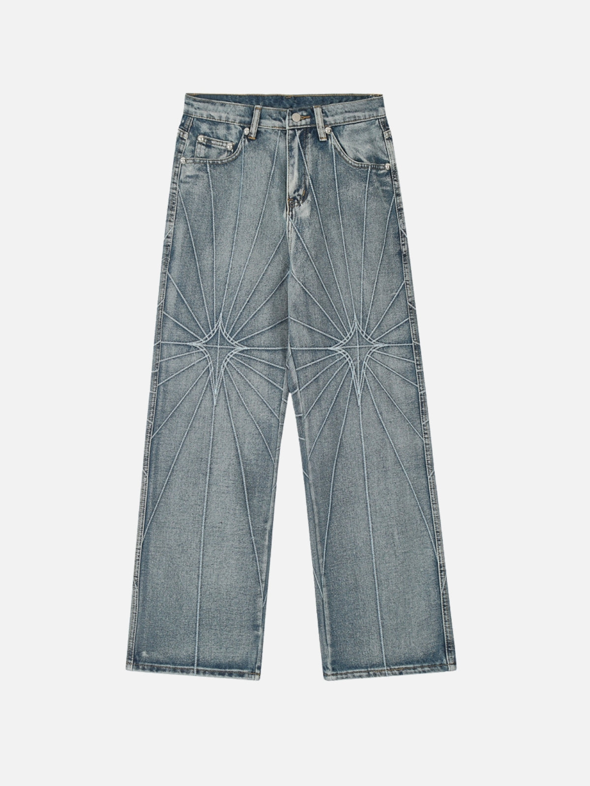 STRIKES - Loose Graphic Embroidered Jeans Blue | TEENWEAR.EU