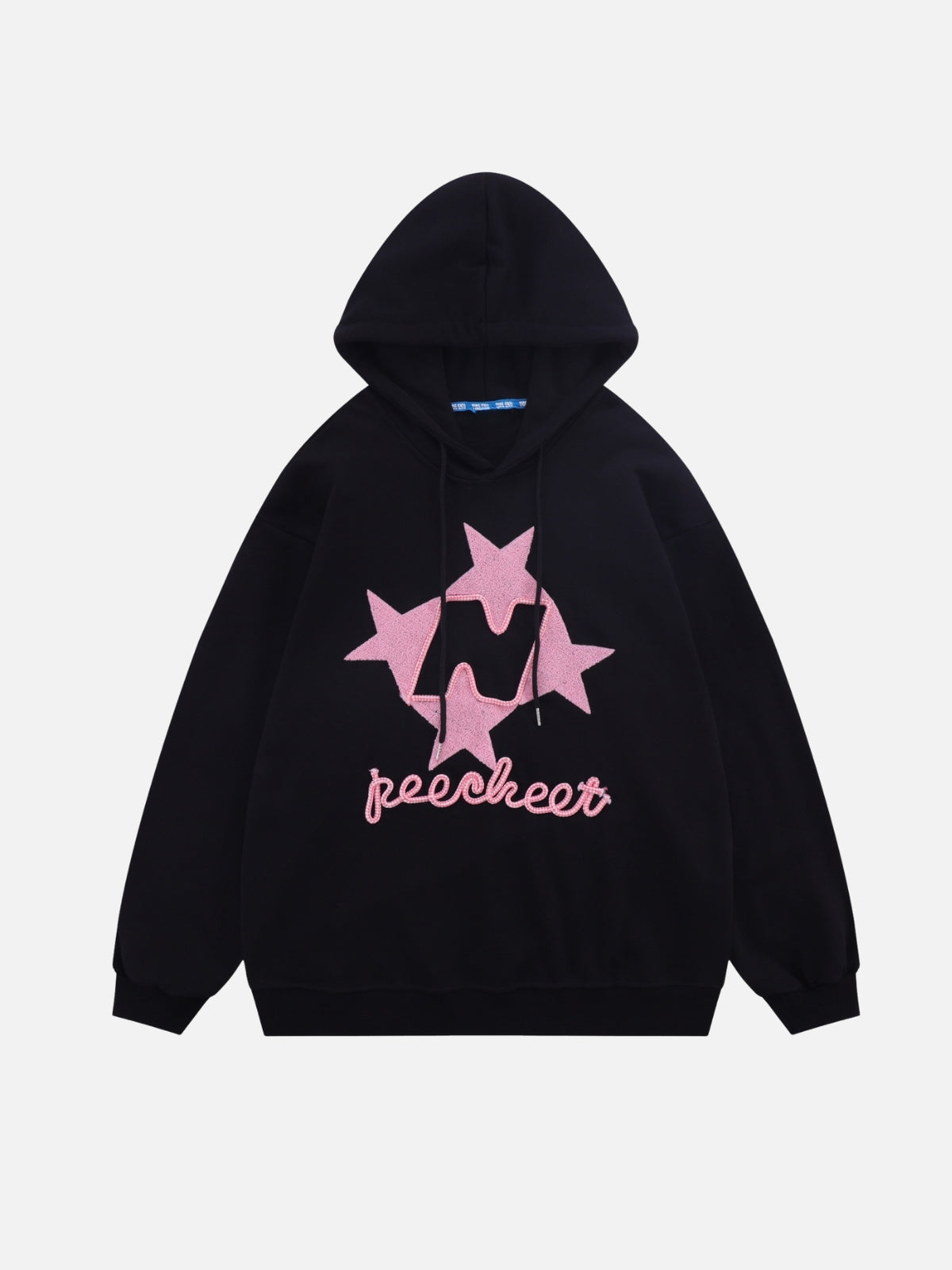 PEECHEET - Oversized Embroidered Hoodie Black | TEENWEAR.EU