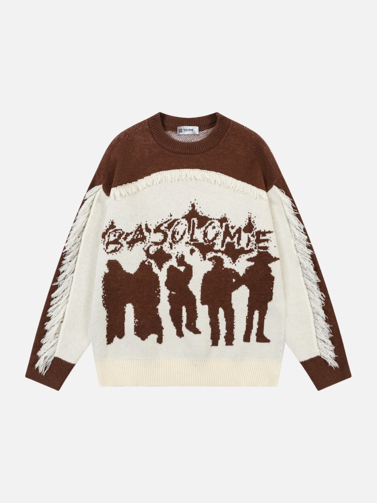 BASOLOME - Oversized Graphic Embroidered Sweater Brown | Teenwear.eu