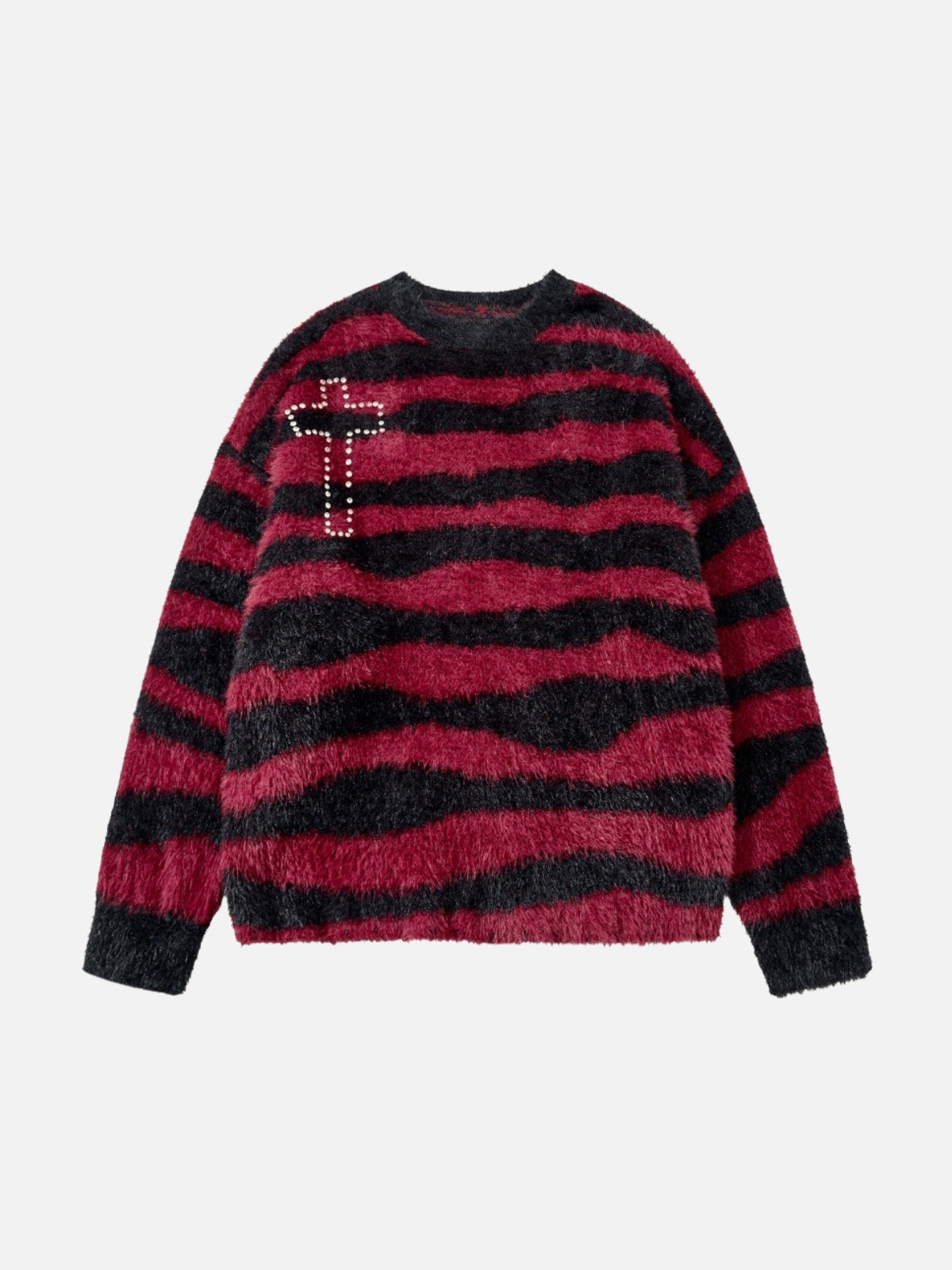 CROSSE - Rhinestone Oversized Graphic Sweater Red | Teenwear.eu