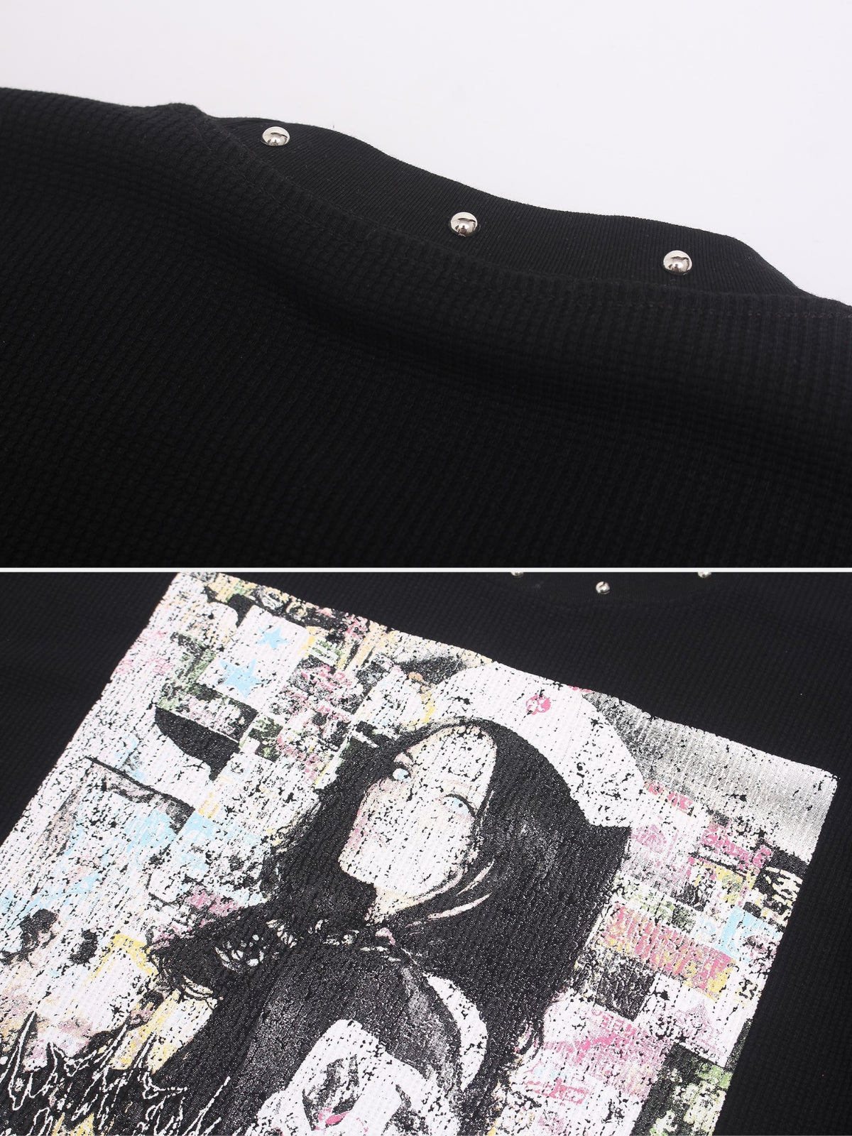 JESSIE - Printed Waffle Long Sleeve | Teenwear.eu