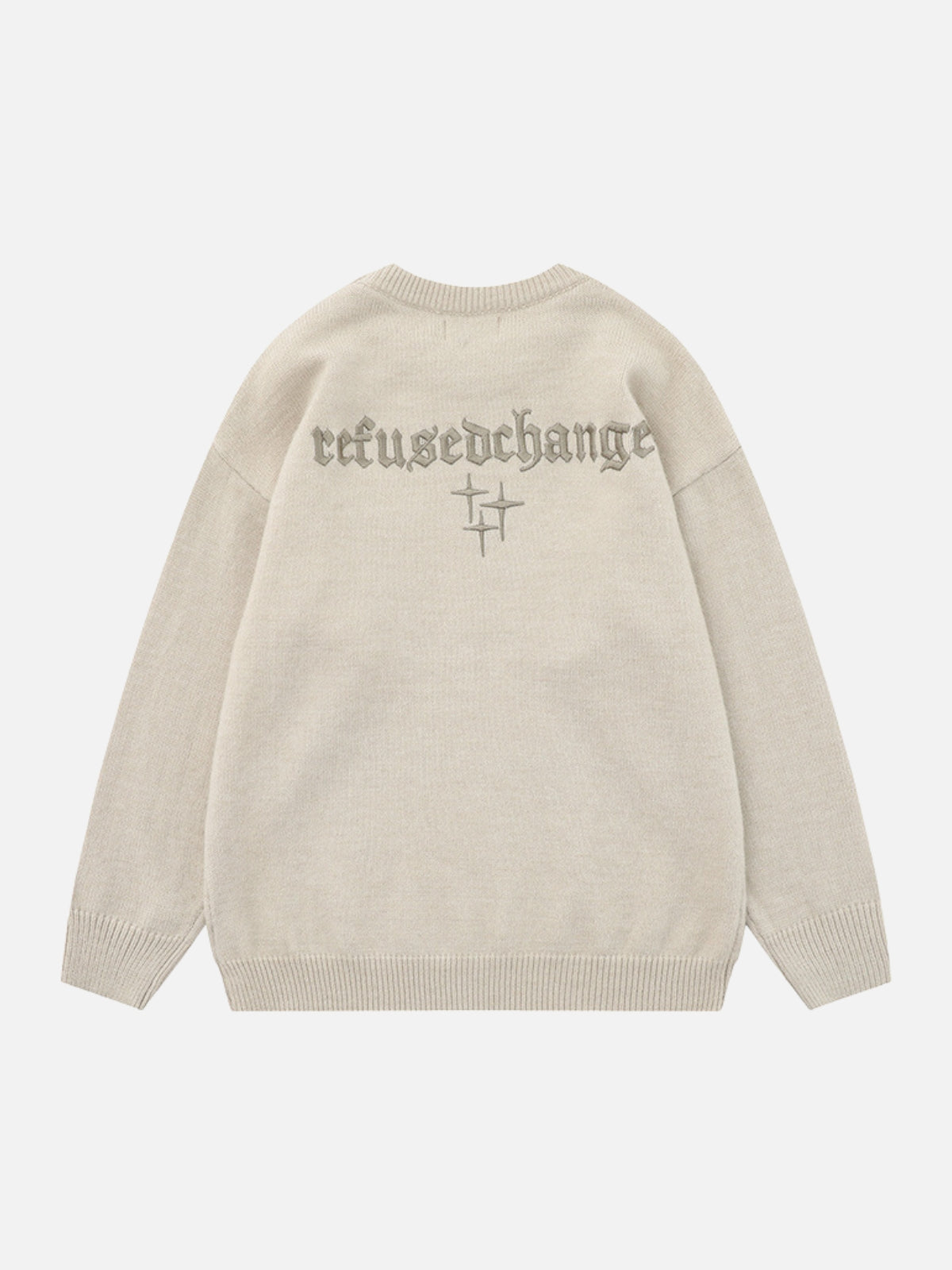 REFUSED - Oversized Embroidered Sweater Beige | TEENWEAR.EU